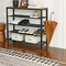 Black-Brown Metal-Wood Shoe Rack with 4 Shelves and Rustic Top Surface